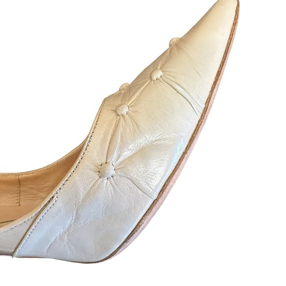 Allesandro Dell'ACQUA Cream Classic Quilted Look 4.5" Heel sz 37=6/6.5 - Picture 9 of 16